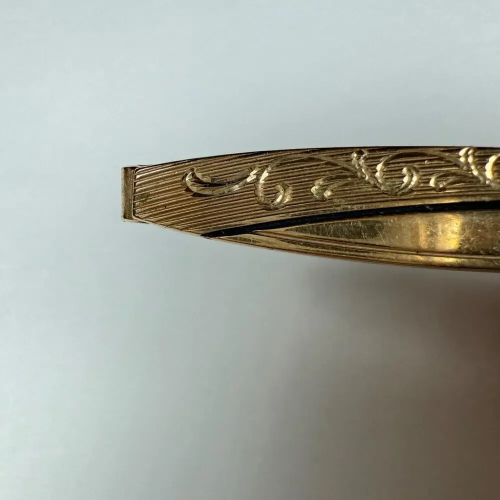 Vintage Anson Gold Tone Tie Clip Engraved Floral Design 2 Inches